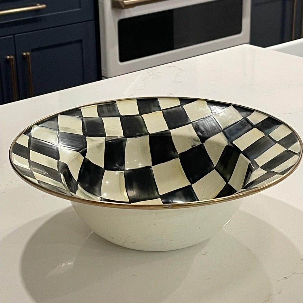 Mackenzie Childs Courtly Check Enamel Serving Bowl